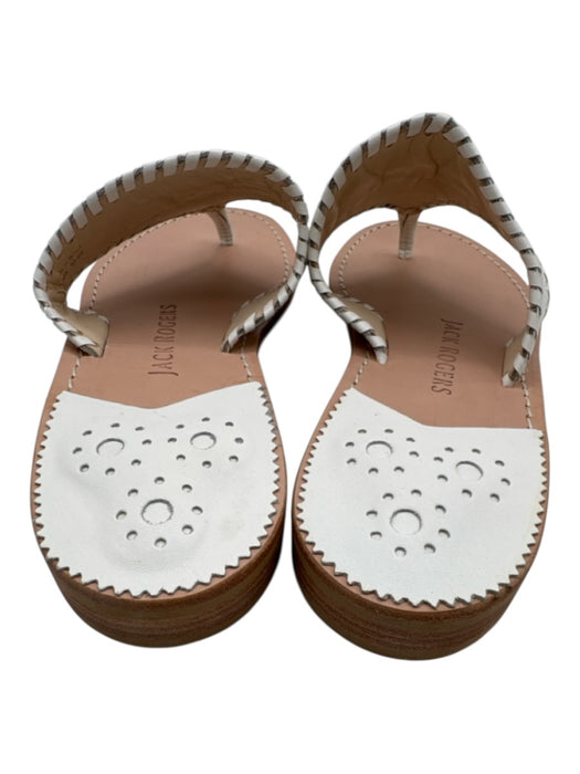 Jack Rogers Shoe Size 8.5 White & Multi Leather whipstitch trim Thong Sandals White & Multi / 8.5
