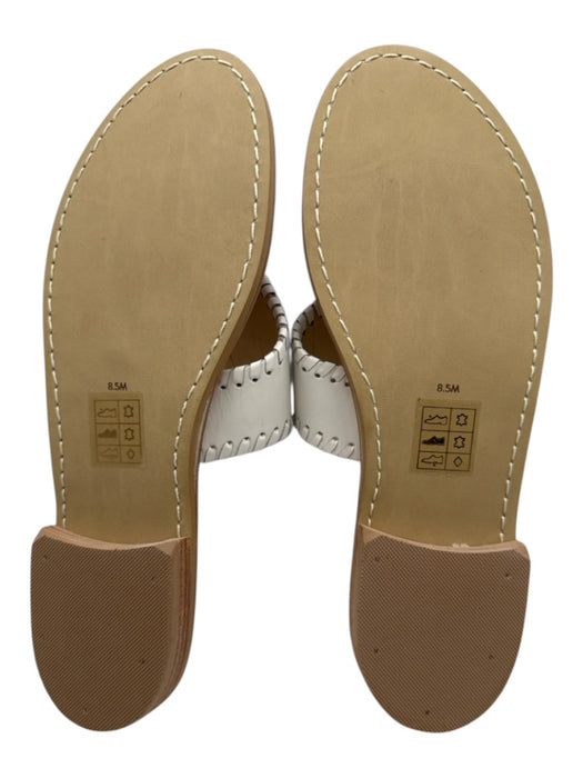 Jack Rogers Shoe Size 8.5 White & Multi Leather whipstitch trim Thong Sandals White & Multi / 8.5