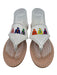 Jack Rogers Shoe Size 8.5 White & Multi Leather whipstitch trim Thong Sandals White & Multi / 8.5