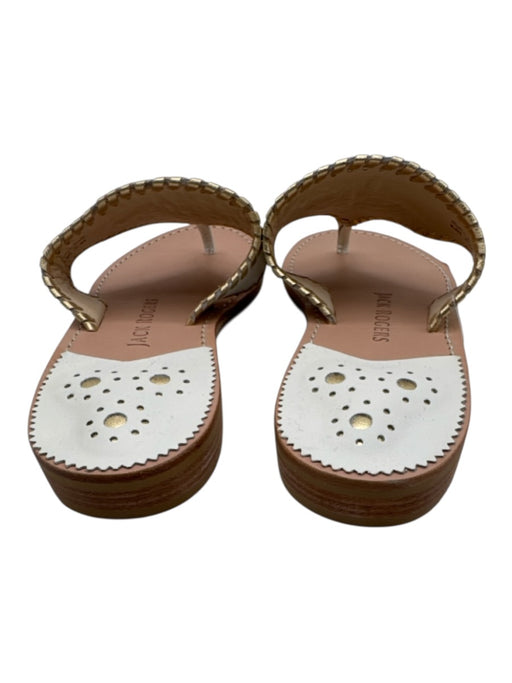 Jack Rogers Shoe Size 8.5 White & Multi Leather whipstitch trim Thong Sandals White & Multi / 8.5
