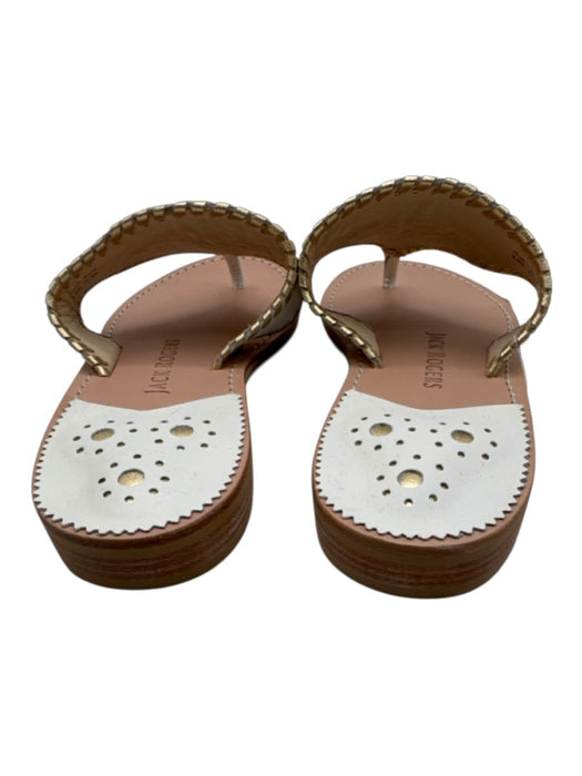 Jack Rogers Shoe Size 8.5 White & Multi Leather whipstitch trim Thong Sandals White & Multi / 8.5