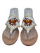 Jack Rogers Shoe Size 8.5 White & Multi Leather whipstitch trim Thong Sandals White & Multi / 8.5