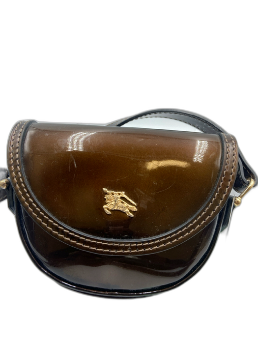 Burberry Brown Synthetic Crossbody Strap Magnetic Close Goldtone Hardware Bag Brown / Mini