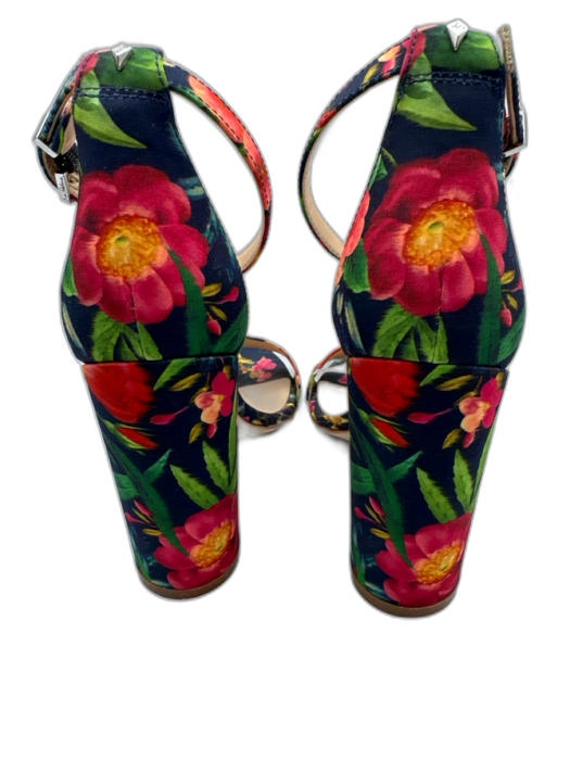 Sam Edelman Shoe Size 8 Navy Blue, Red, Green fabric upper Floral Sandals Navy Blue, Red, Green / 8