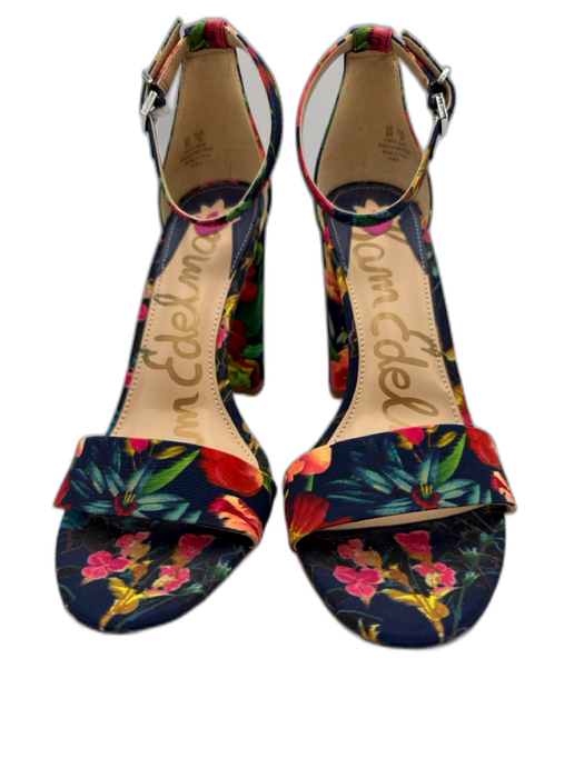 Sam Edelman Shoe Size 8 Navy Blue, Red, Green fabric upper Floral Sandals Navy Blue, Red, Green / 8