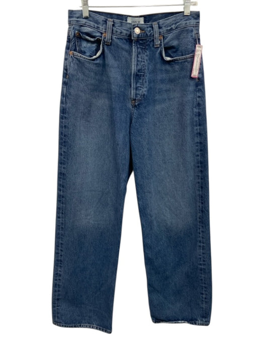 Agolde Size 25 Dark Wash Cotton Denim Button Fly High Rise Straight Leg Jeans Dark Wash / 25