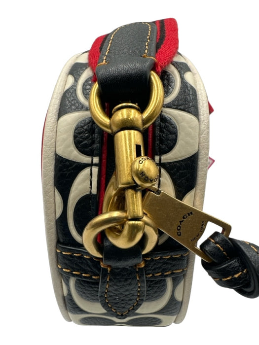 Coach x Keith Haring Red, Black & White Leather Graphic Zip Close Crossbody Bag Red, Black & White