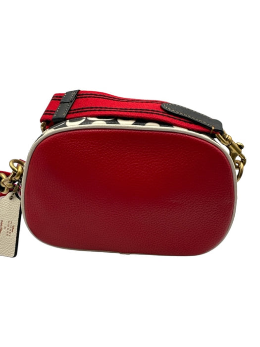 Coach x Keith Haring Red, Black & White Leather Graphic Zip Close Crossbody Bag Red, Black & White