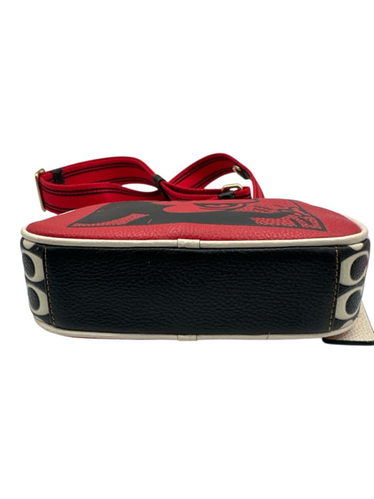 Coach x Keith Haring Red, Black & White Leather Graphic Zip Close Crossbody Bag Red, Black & White