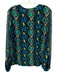 Equipment Size M Blue, Teal, & Lime Green Silk Crew Neck Snake Print Sheer Top Blue, Teal, & Lime Green / M