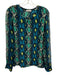Equipment Size M Blue, Teal, & Lime Green Silk Crew Neck Snake Print Sheer Top Blue, Teal, & Lime Green / M