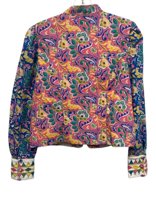 Boden Size 8 Pink, Yellow & Green Cotton embroidered floral Button Close Jacket Pink, Yellow & Green / 8