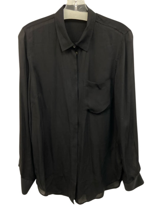 J. Crew Size 10 Black Silk Semi Sheer Long Sleeve Button Up Shirt Top Black / 10