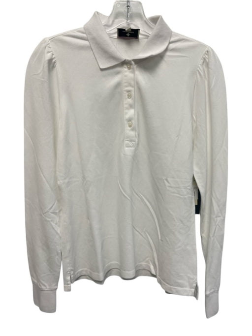 Tuckernuck Size S White Cotton Long Sleeve Collar 1/4 Button Polo Top White / S