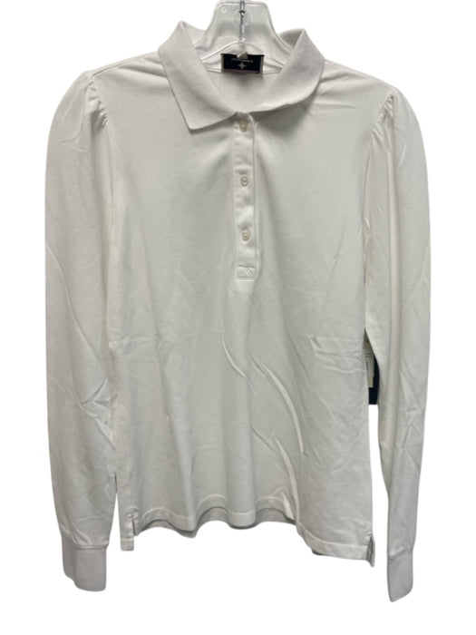 Tuckernuck Size S White Cotton Long Sleeve Collar 1/4 Button Polo Top White / S