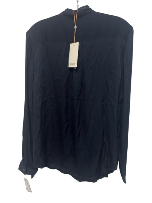 Quince Size L Navy Silk Blend Neck Tie Button Up Top Navy / L