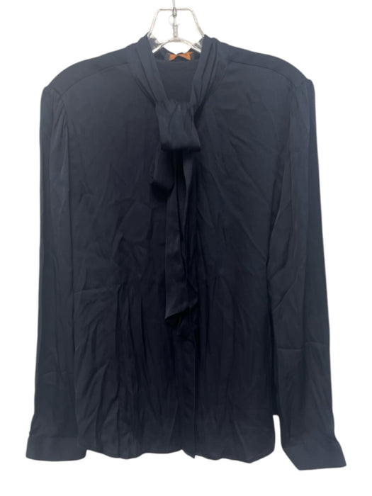 Quince Size L Navy Silk Blend Neck Tie Button Up Top Navy / L