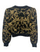 Alice + Olivia Size M Black & Gold Wool Blend Floral Gold Thread Sweater Black & Gold / M