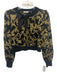Alice + Olivia Size M Black & Gold Wool Blend Floral Gold Thread Sweater Black & Gold / M
