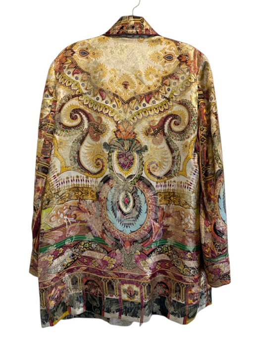 Etro Size 40 Pink, Gold & Multi Silk Floral & Abstract Gold Thread Jacket Pink, Gold & Multi / 40