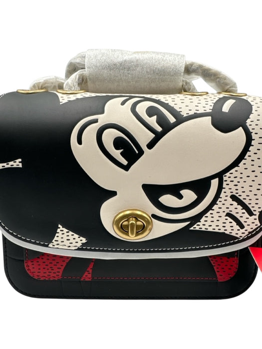 Coach Red, White, Black Leather Flap Graphic Turnlock Chain Strap Bag Red, White, Black / Small