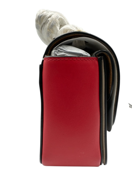 Coach Red, White, Black Leather Flap Graphic Turnlock Chain Strap Bag Red, White, Black / Small