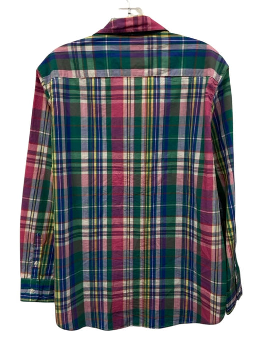 Frank & Eileen Size Small Blue, Pink, Green Cotton Long Sleeve Plaid Collar Top Blue, Pink, Green / Small