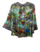 Johnny Was Size Small Blue & Multi Silk Long Sleeve Mixed Print V Neck Top Blue & Multi / Small