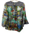Johnny Was Size Small Blue & Multi Silk Long Sleeve Mixed Print V Neck Top Blue & Multi / Small