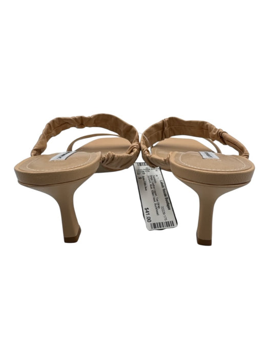 Saks Fifth Ave Shoe Size 9 Beige Leather Upper Toe Strap Scrunch Mule Sandals Beige / 9
