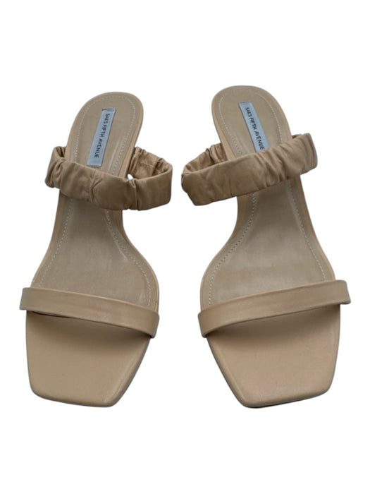 Saks Fifth Ave Shoe Size 9 Beige Leather Upper Toe Strap Scrunch Mule Sandals Beige / 9