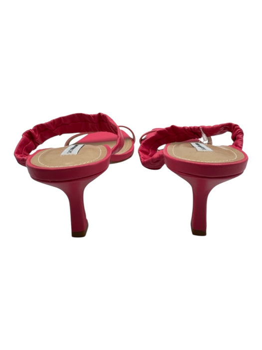 Saks Fifth Ave Shoe Size 9 Neon Pink Leather Upper Toe Strap Scrunch Sandals Neon Pink / 9