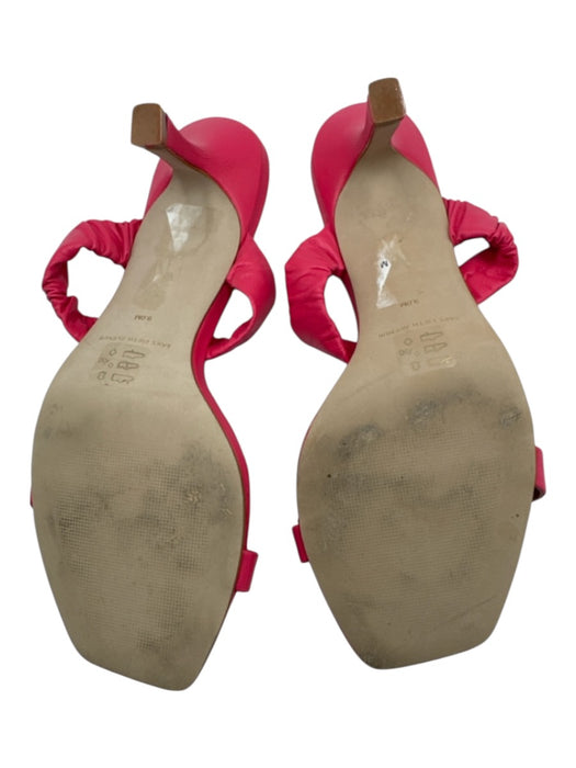Saks Fifth Ave Shoe Size 9 Neon Pink Leather Upper Toe Strap Scrunch Sandals Neon Pink / 9