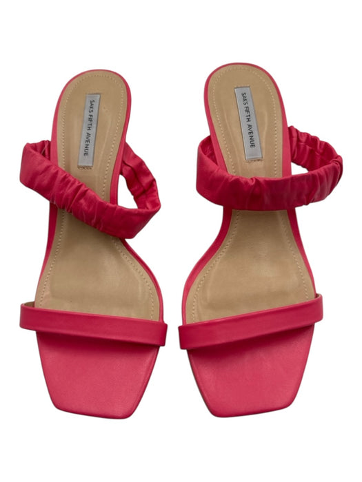 Saks Fifth Ave Shoe Size 9 Neon Pink Leather Upper Toe Strap Scrunch Sandals Neon Pink / 9