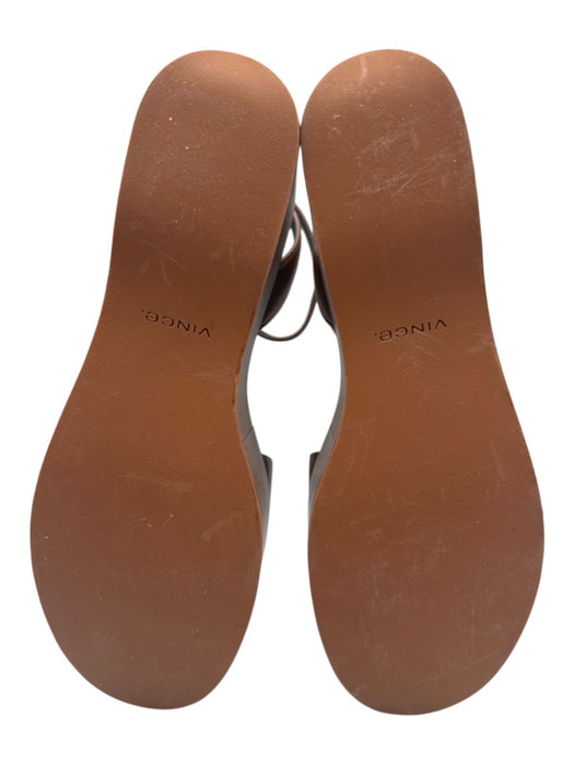 Vince Shoe Size 8.5 Brown Leather Upper open toe Ankle Strap Platform Sandals Brown / 8.5