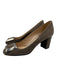 Prada Shoe Size 38.5 Taupe Gray Suede leather Square Toe Buckle Block heel Pumps Taupe Gray / 38.5