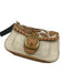 Coach Tan Brown & White Canvas & Leather whipstitch trim Floral Flap Bag Tan Brown & White / Mini