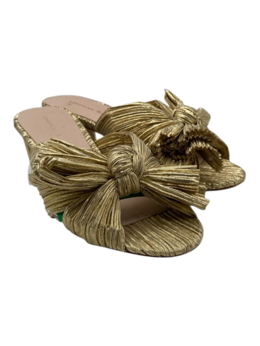 Loeffler Randall Shoe Size 5 Gold Metallic Crinkle Bow Block heel Sandals Gold / 5