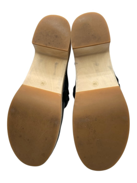 Loeffler Randall Shoe Size 5 Black & Beige Leather Wood Sole Clog Mules Black & Beige / 5