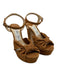 Jimmy Choo Shoe Size 35.5 Camel Brown Suede Block Heel Bow Detail Sandals Camel Brown / 35.5