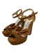 Jimmy Choo Shoe Size 35.5 Camel Brown Suede Block Heel Bow Detail Sandals Camel Brown / 35.5