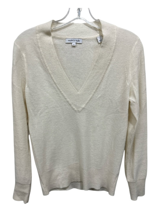 Veronica Beard Size XS Cream White Cashmere V Neck Long Sleeve Sweater Cream White / XS
