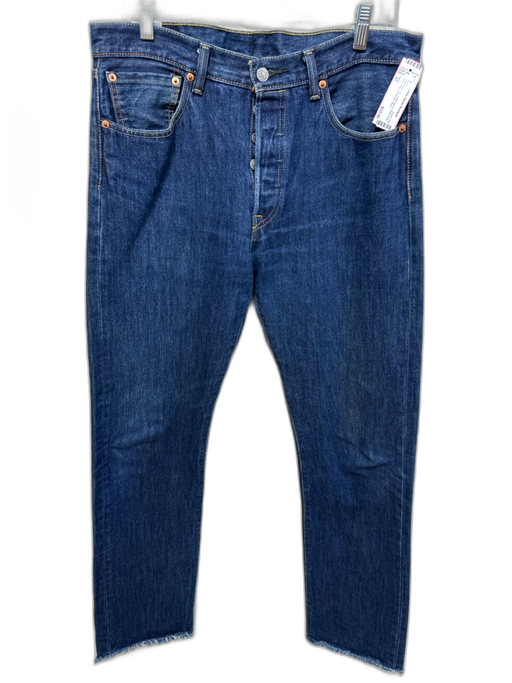 Levis Size 33 Dark Wash Cotton Blend Solid Raw Hem Jean Men's Pants Dark Wash / 33