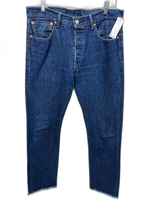 Levis Size 33 Dark Wash Cotton Blend Solid Raw Hem Jean Men's Pants Dark Wash / 33