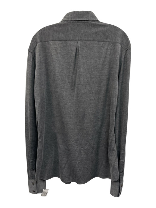 Brunello Cucinelli Size L Gray Silk Blend Solid Slim Button up Long Sleeve Shirt Gray / L