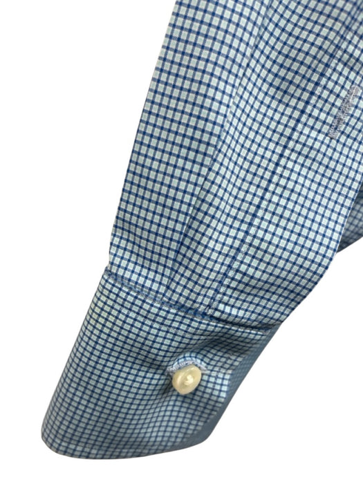 Sid Mashburn Size Est L Blue Cotton Plaid Button Up Men's Long Sleeve Shirt Blue / Est L