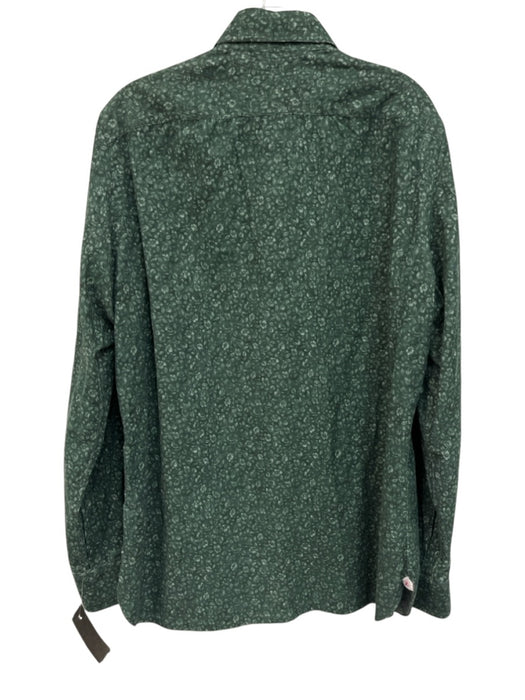 Isaia Size 16.5 Green Cotton Blend Cordouroy Button up Men's Long Sleeve Shirt Green / 16.5