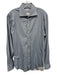 Kiton Size L Blue Cotton Blend Herringbone Button Up Men's Long Sleeve Shirt Blue / L