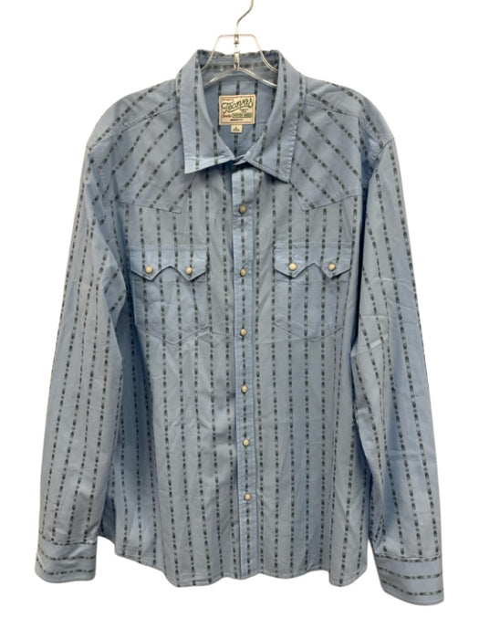 Tecovas Size L Light blue Cotton Blend Stirrups Western Men's Long Sleeve Shirt Light blue / L
