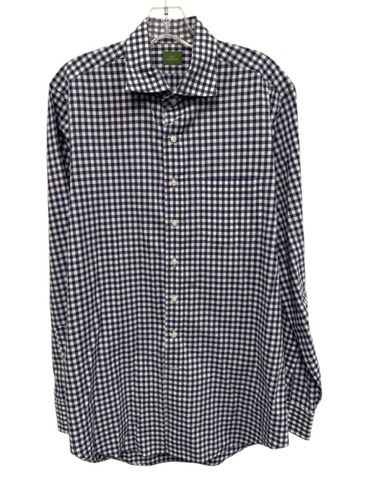 Sid Mashburn Size Est L Blue & White Cotton Gingham Button Up Long Sleeve Shirt Blue & White / Est L